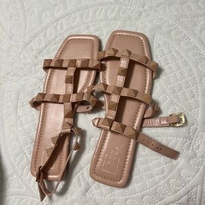 Women's Tan Studded Sandals